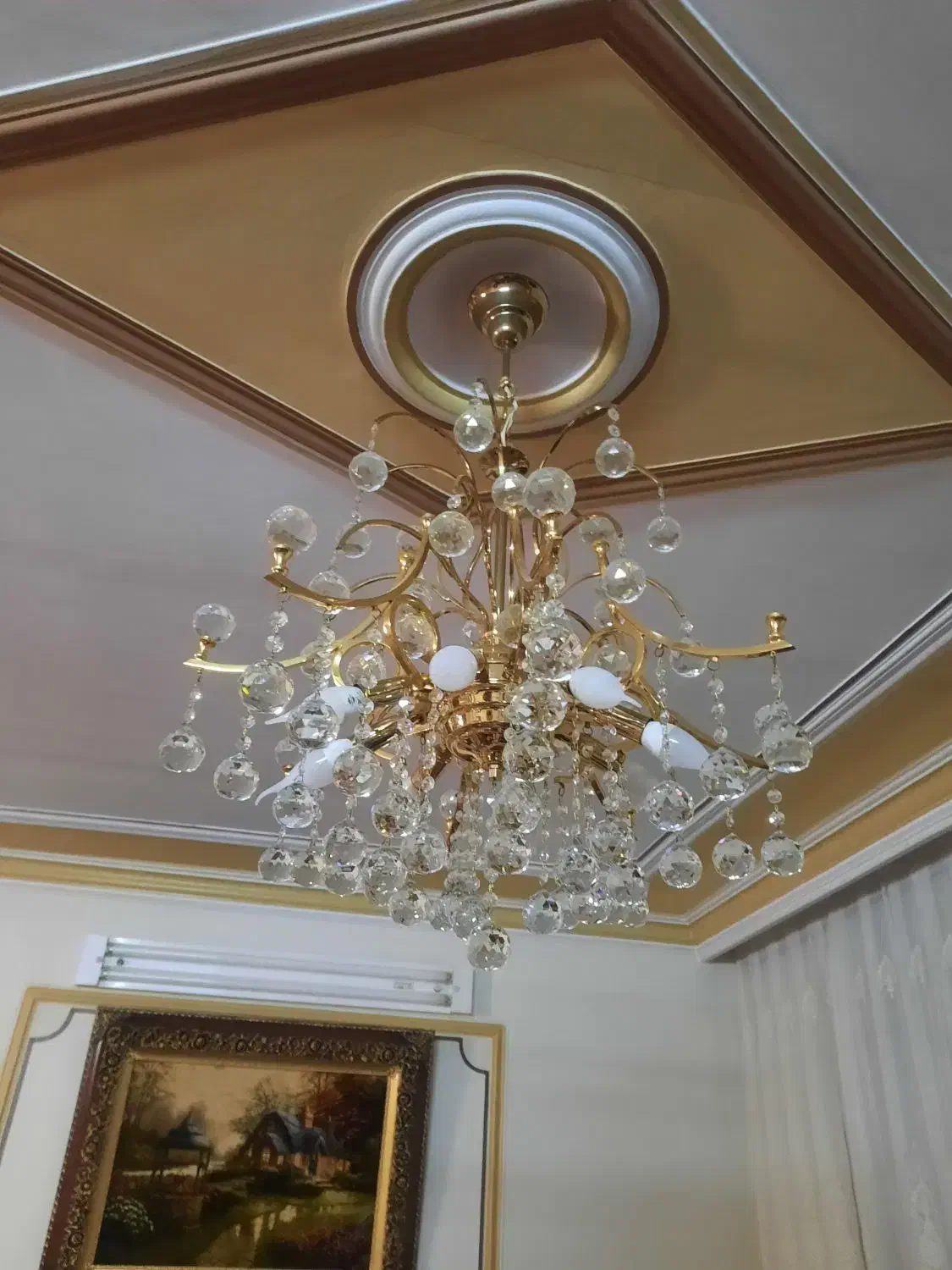 ۳ عدد لوستر کریستال و فلز نو وتمیز|لوستر و چراغ آویز|اراک, |دیوار