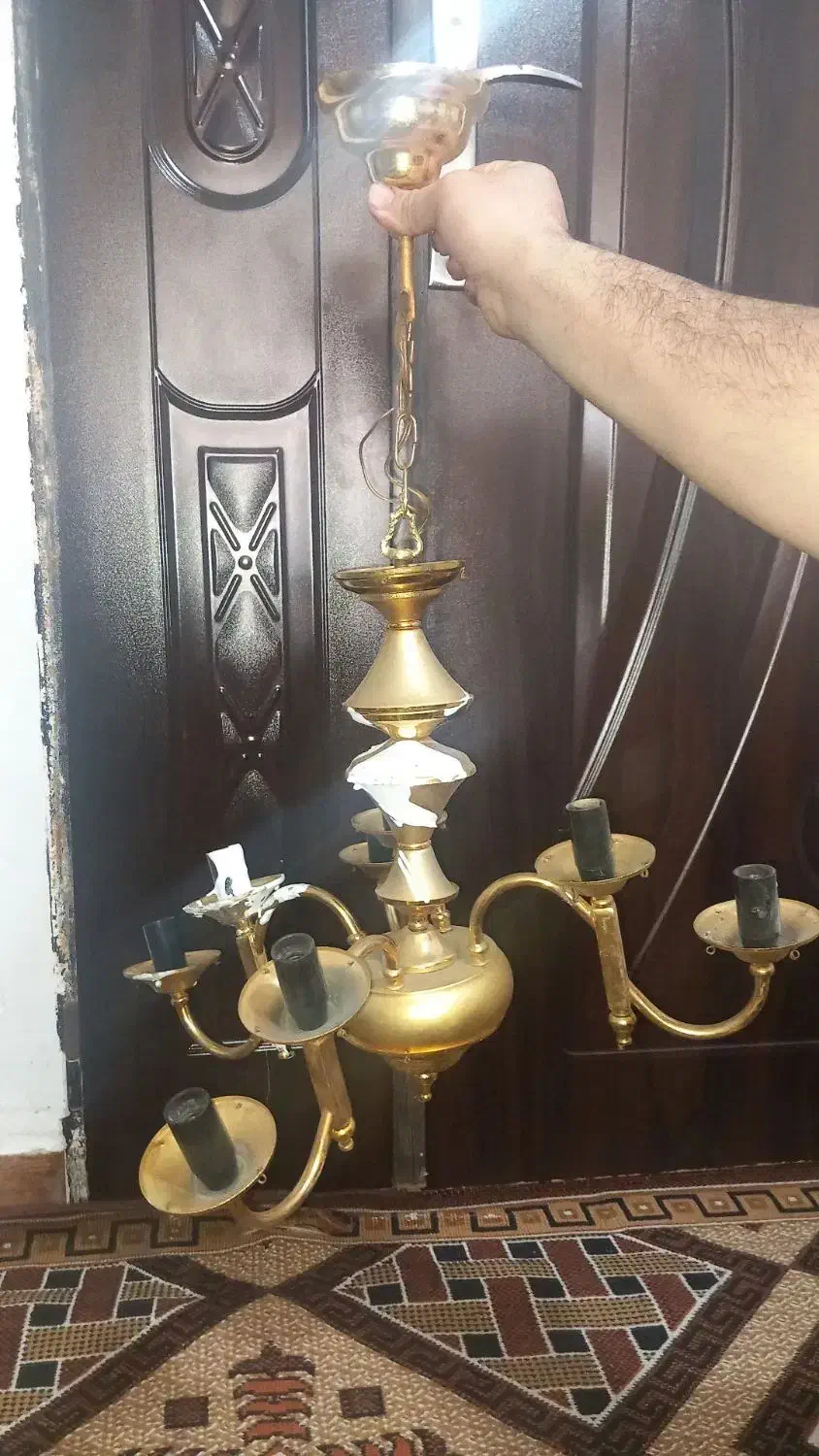 لوستر برنز سه تا چهارشاخه یدونه یک سه شاخه|لوستر و چراغ آویز|اردبیل, |دیوار