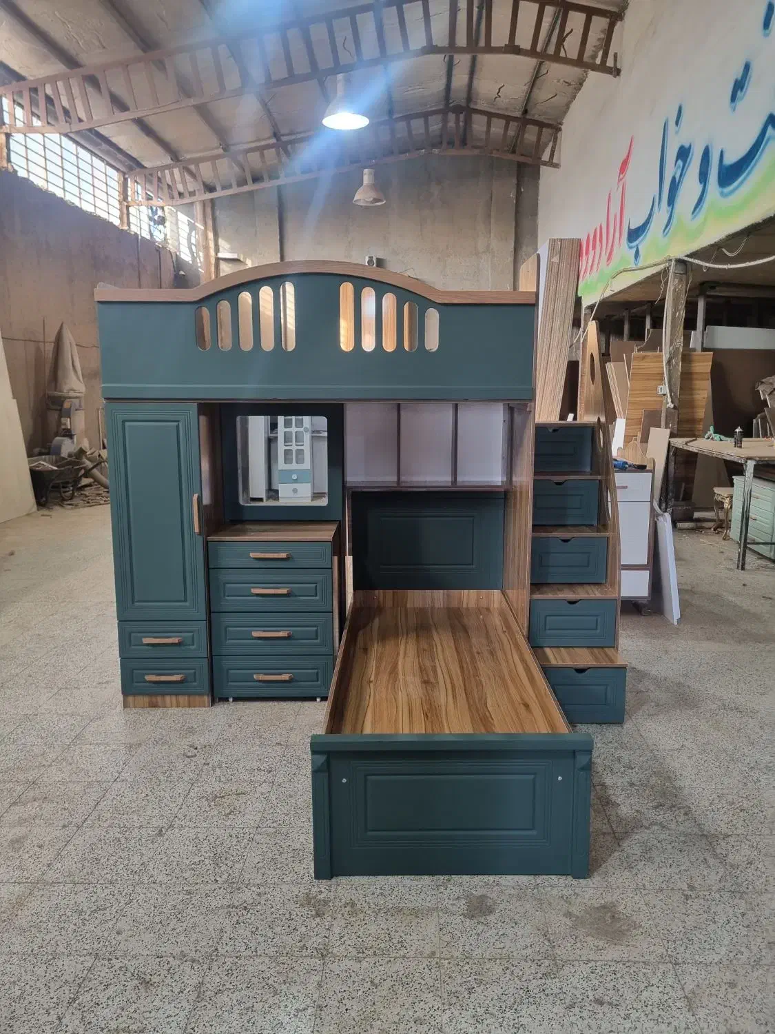 تخت دو طبقه نوجوان مدل آراد همه کاره کلاسیک|تخت و سرویس خواب|مشهد, خلق آباد سفلی|دیوار