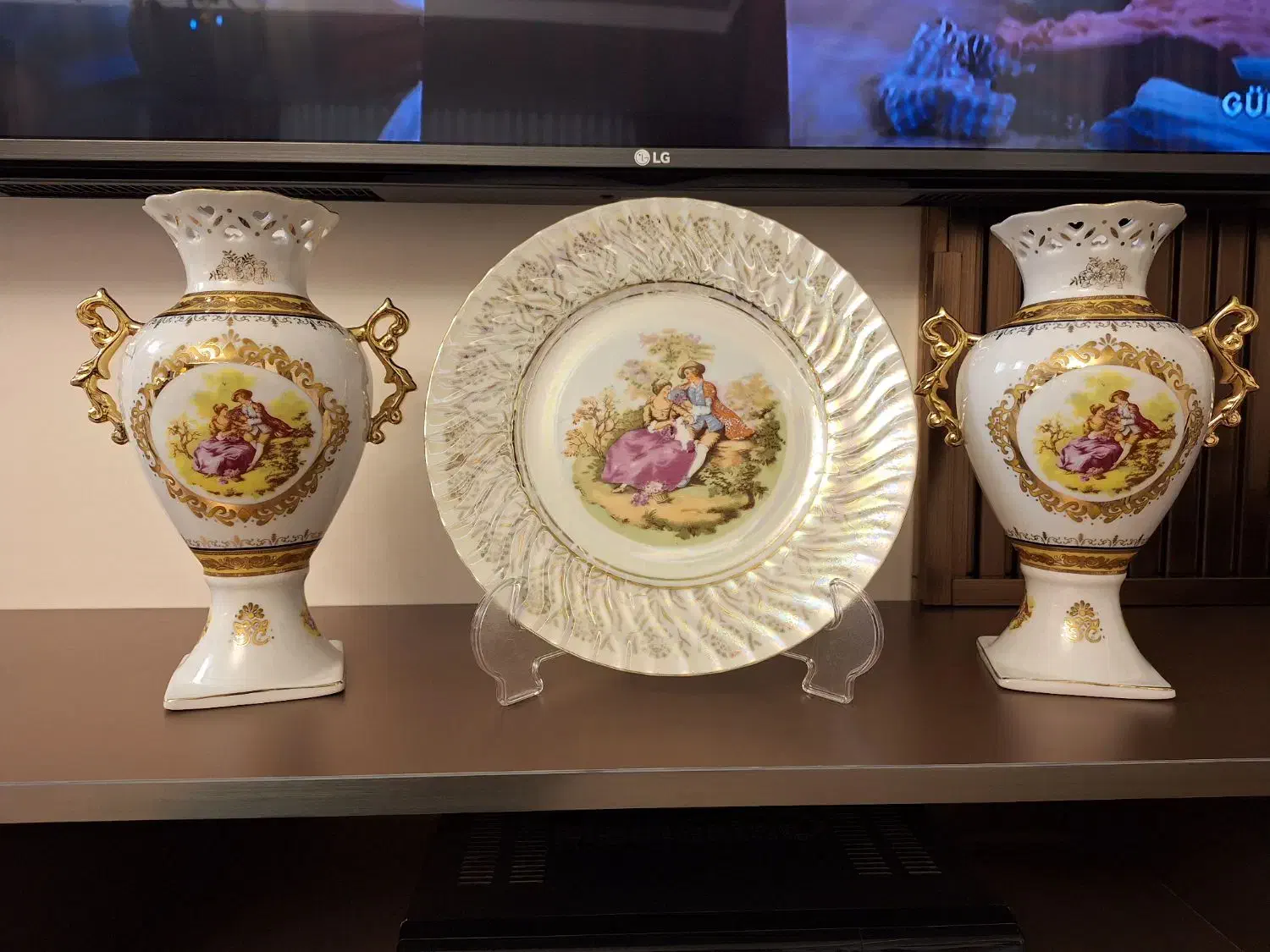 ست 3 تیکه گلدان و بشقاب قدیمی|کلکسیون اشیاء عتیقه|تهران, امیریه|دیوار