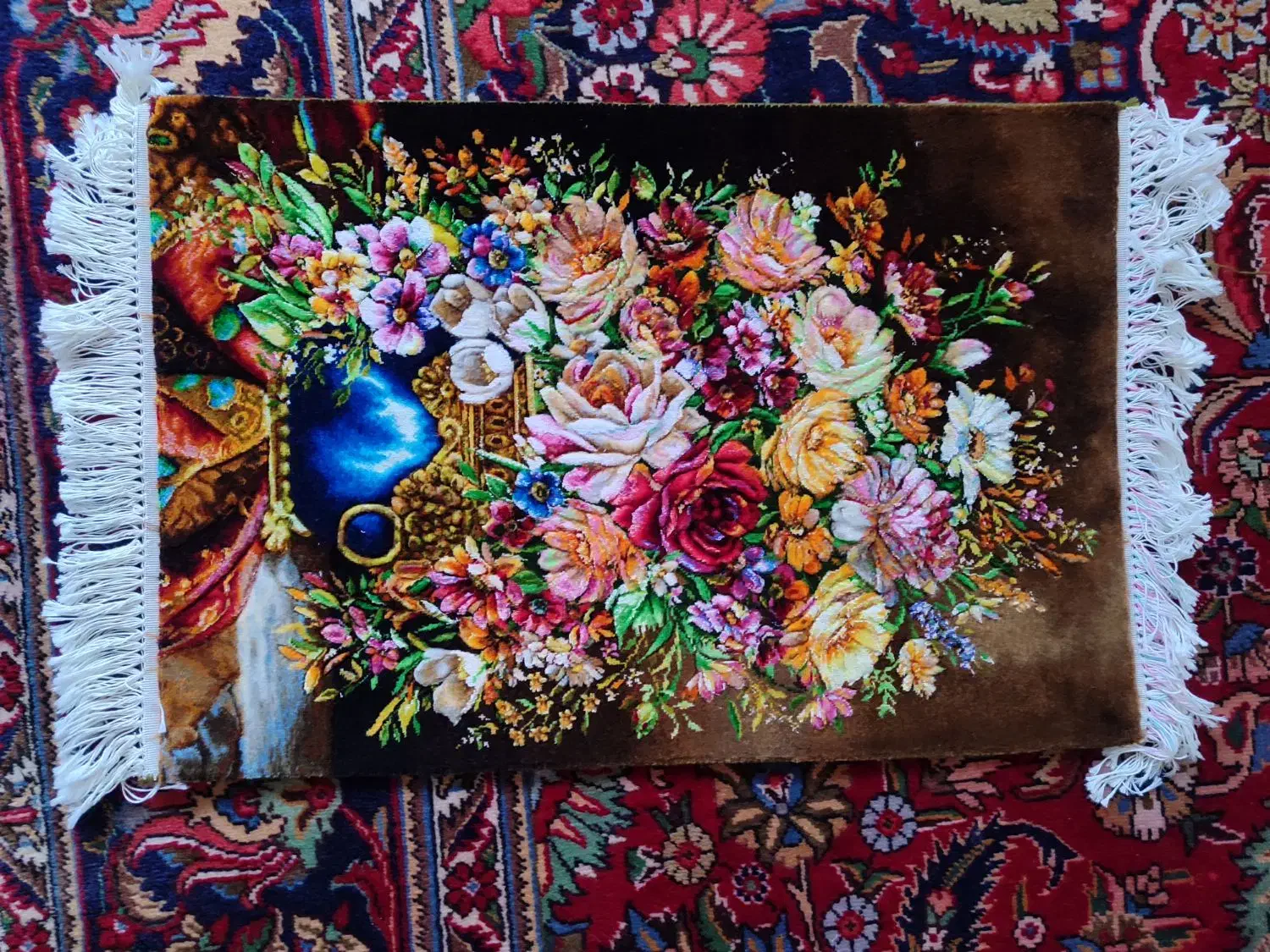 تابلو فرش طرح گل|تابلو فرش|مشگین شهر, |دیوار