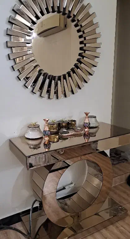 اینه و میز رنگ طلایی خورشیدی|بوفه، ویترین، کنسول|ری, علایین|دیوار