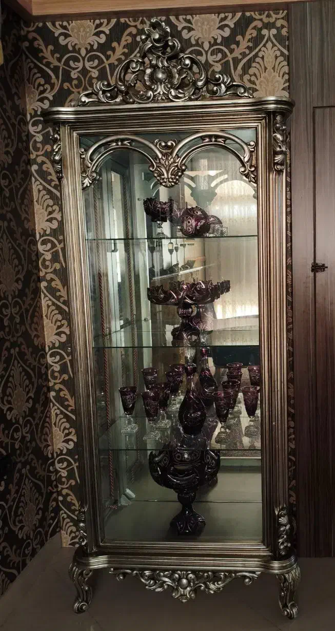 ویترین چوب راش گرجستان ، منبت کاری شده ، ورق نقره|بوفه، ویترین، کنسول|مشهد, راهنمایی|دیوار