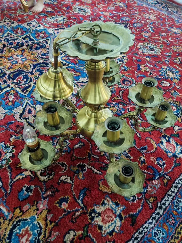 سه جفت لوستر برنجی 5 شاخه در دو طبقه در حدنو سالم|لوستر و چراغ آویز|مشهد, جانباز|دیوار