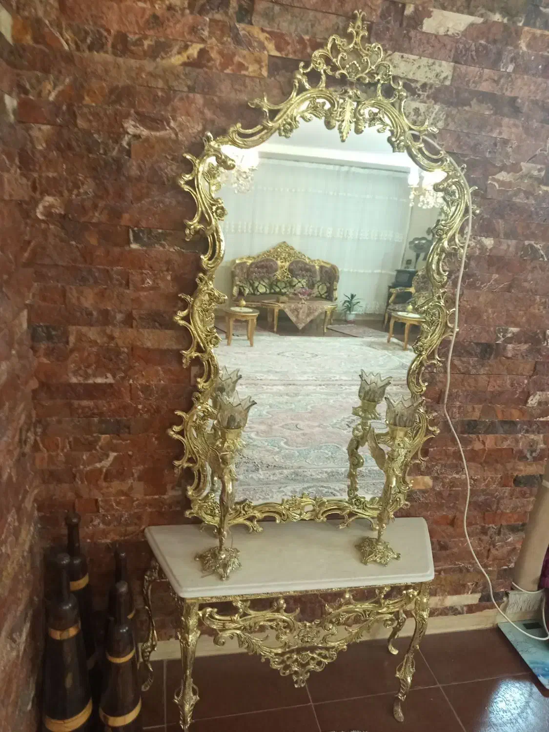 آینه کنسول برنز اصل|بوفه، ویترین، کنسول|ملایر, |دیوار