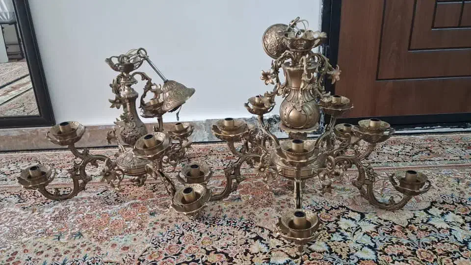 لوستر برنزی|لوستر و چراغ آویز|تبریز, |دیوار