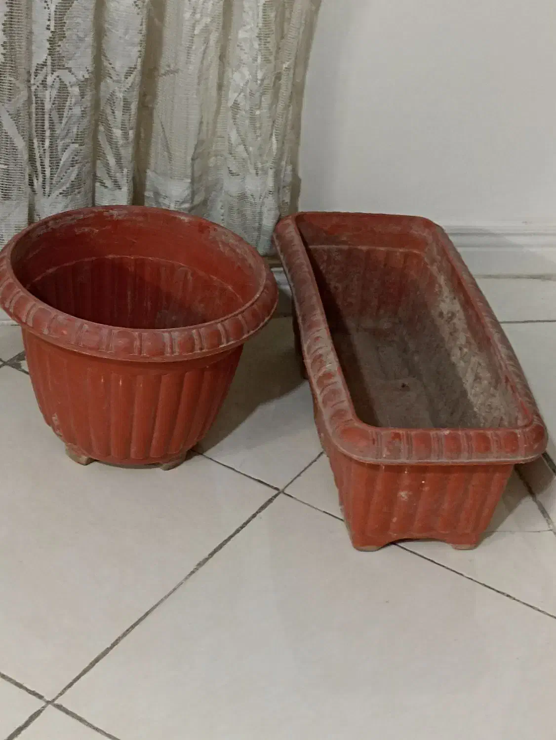 یک گلدان مستطیل شکل و یک گلدان گرد|گل و گیاه طبیعی|تهران, خاوران|دیوار