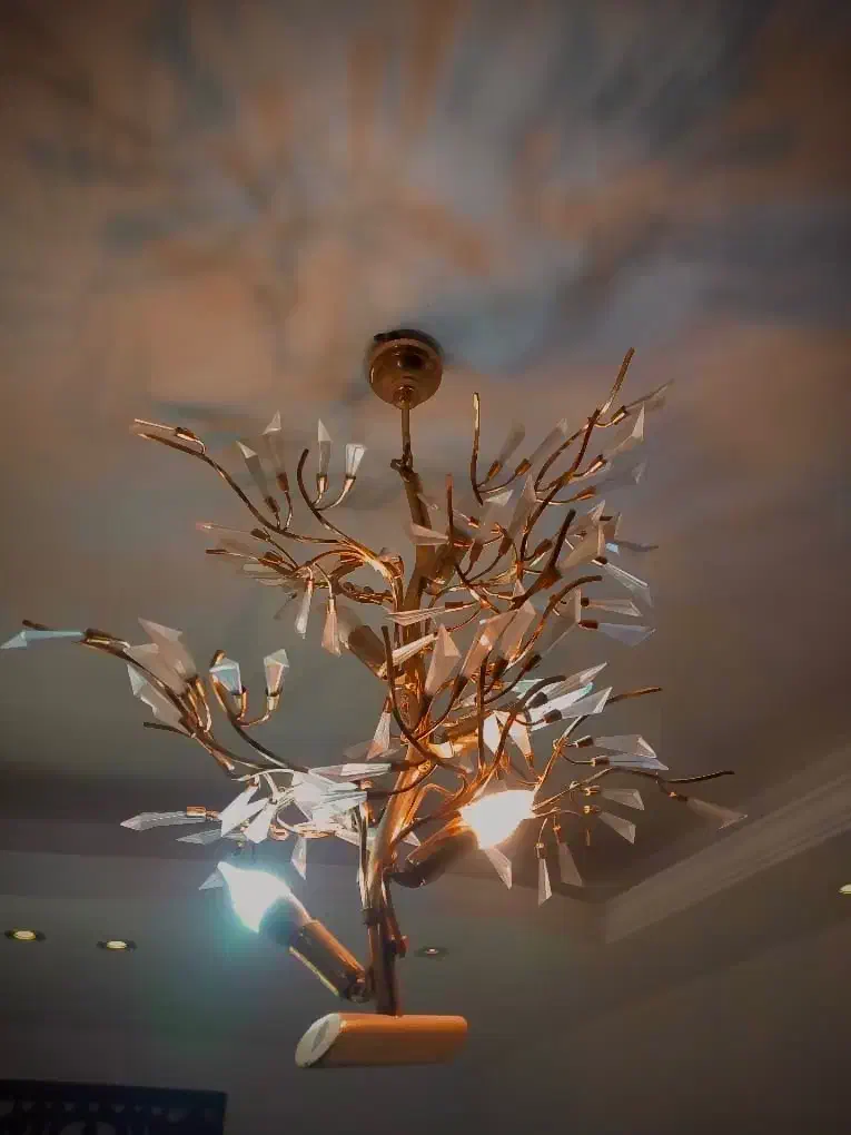 لوستر و آویز طلایی شیک اصل|لوستر و چراغ آویز|ساری, |دیوار