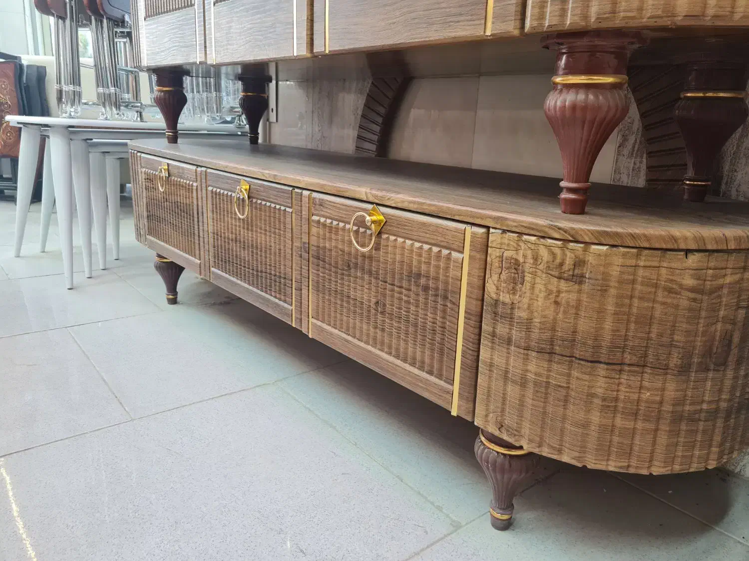 ست آینه کنسول و میز تی وی شیاری گردویی|بوفه، ویترین، کنسول|بیرجند, |دیوار