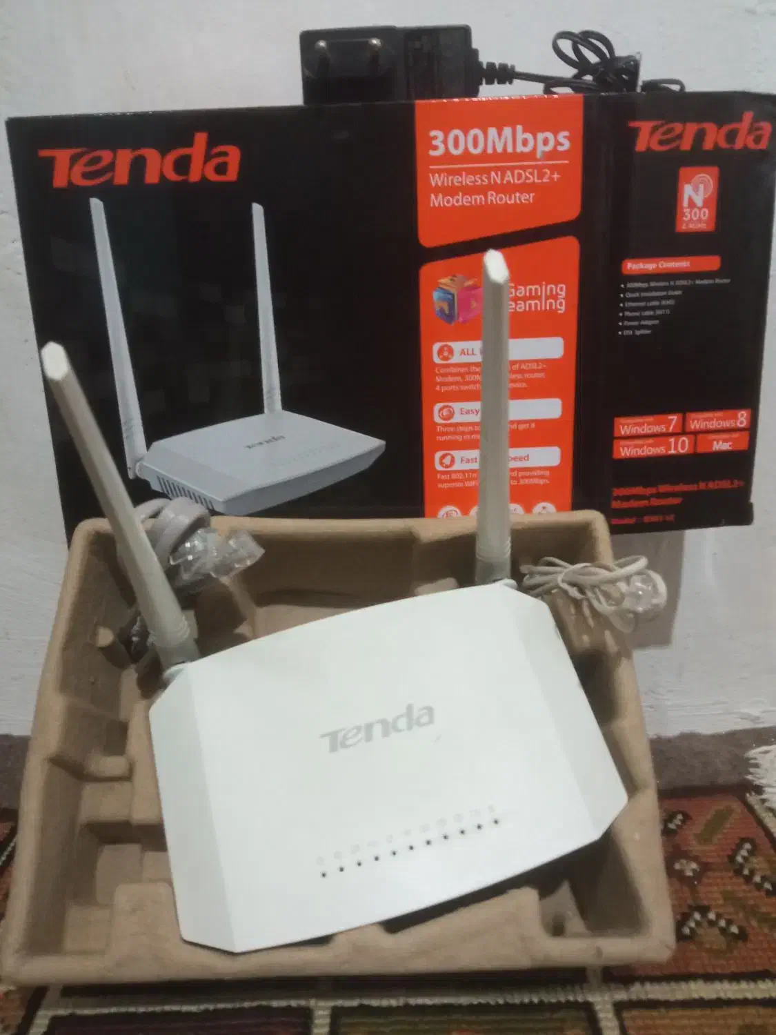 مودم tenda  سالم ودرحد نو با لوازم جانبی وکارتن//|مودم و تجهیزات شبکه|واجارگاه, |دیوار
