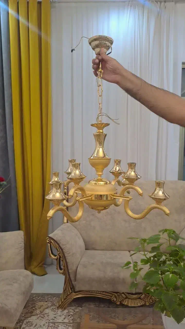 لوستر برنجی|لوستر و چراغ آویز|بیرجند, |دیوار