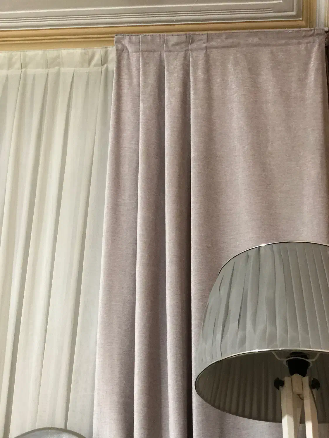 پرده با دو دستک مخمل طوسی|پرده، رانر، رومیزی|گناباد, |دیوار