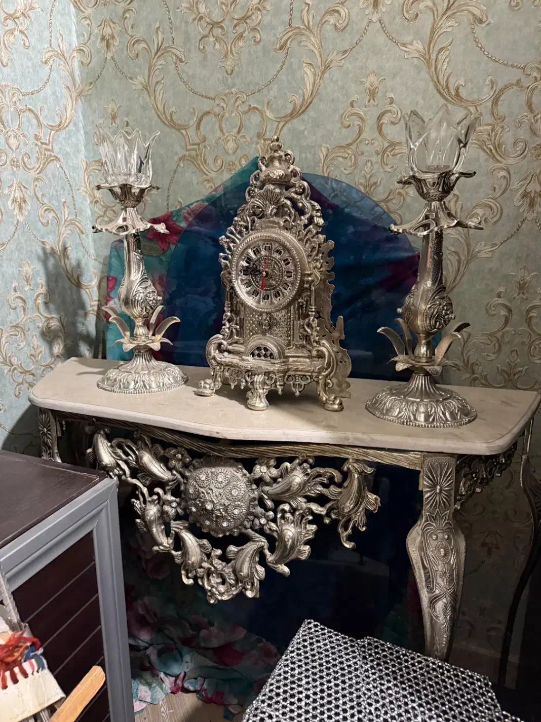 ساعت دیوار آینه شمعدان|ساعت دیواری و تزئینی|ممقان, |دیوار