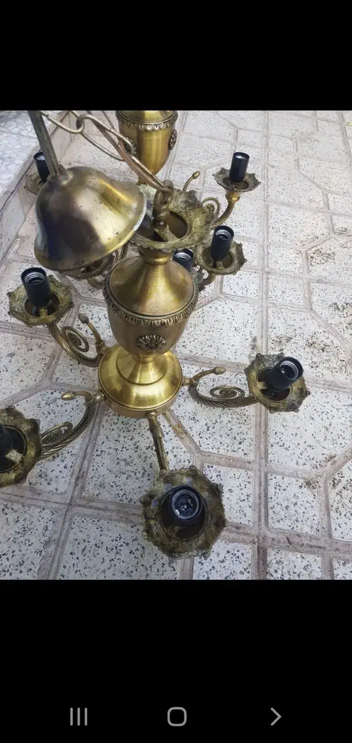 لوستر برنجی|لوستر و چراغ آویز|اقبالیه, |دیوار