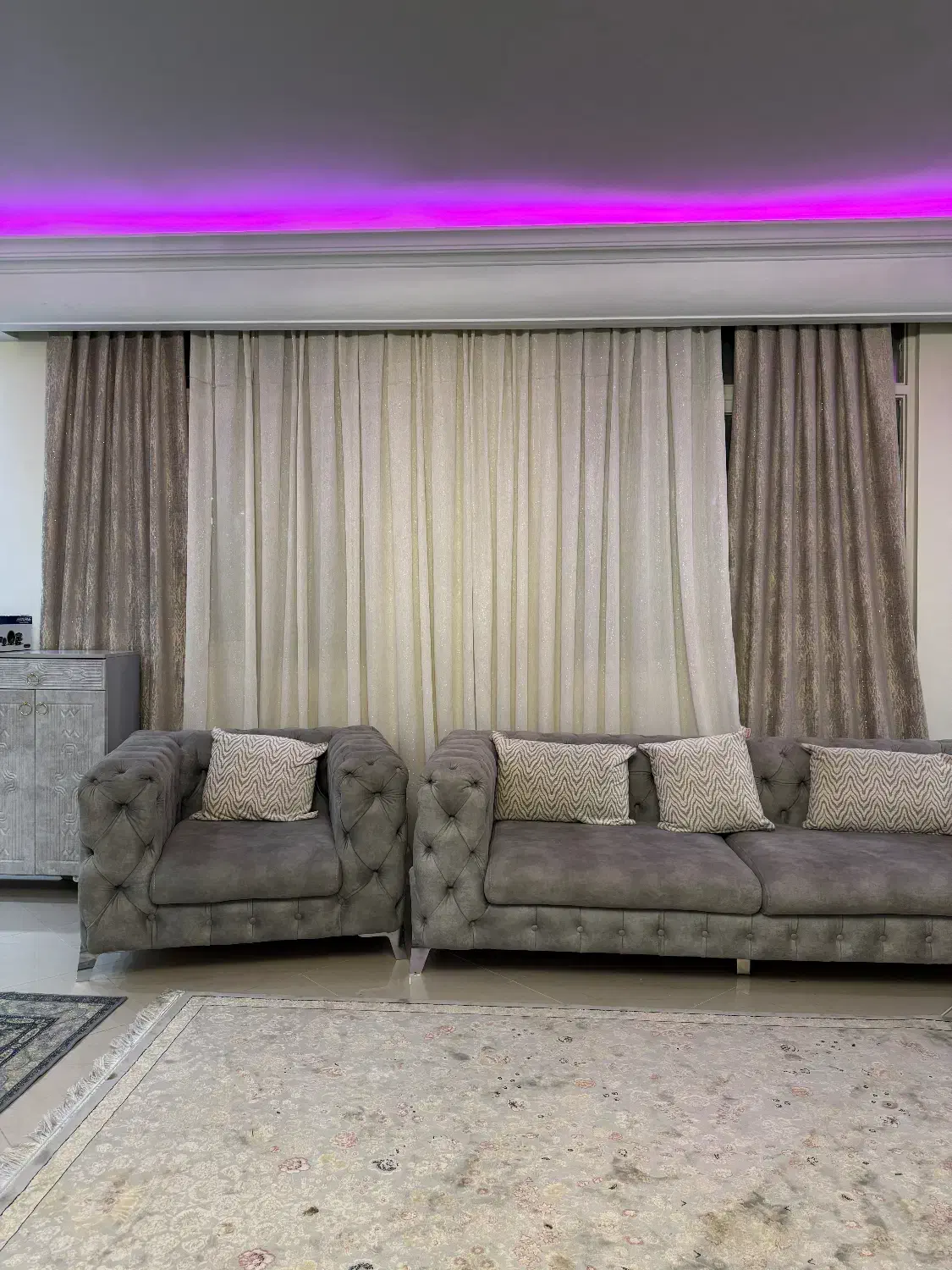 پرده دو رنگ براق نگین دار|پرده، رانر، رومیزی|اندیشه, اندیشه فاز ۳|دیوار