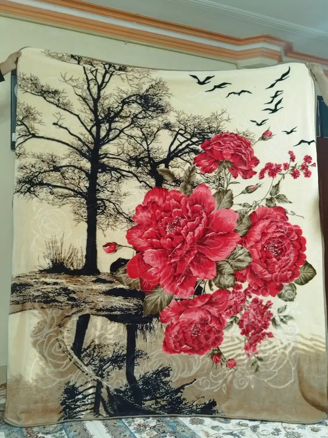 پتو گلبافت دونفره|رختخواب، بالش، پتو|شیروان (خراسان), |دیوار