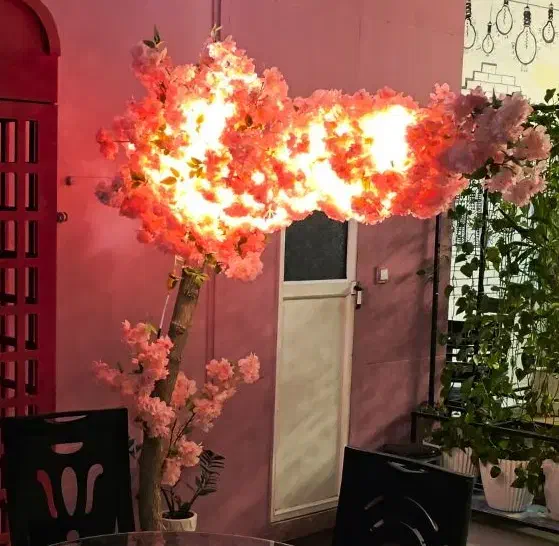 درختچه شکوفه صورتی|گل مصنوعی|تربتحیدریه, کاشانی|دیوار