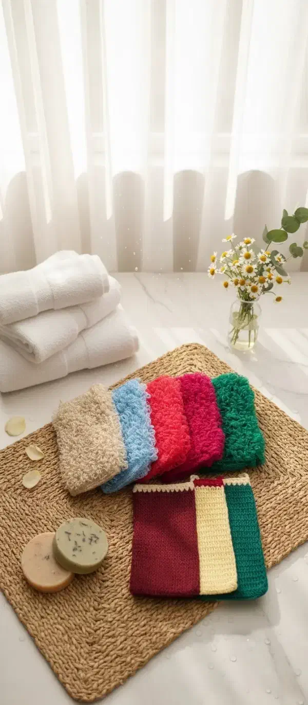 لیف دستباف با کیفیت و رنگ های متنوع|آرایشی، بهداشتی، درمانی|آباده, |دیوار