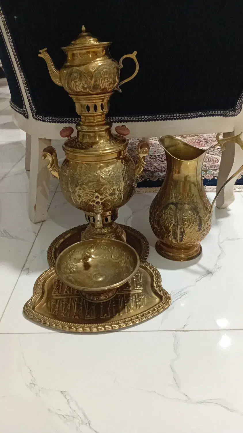 سماور ذغالی برنجی طرح هخامنش نو|سماور، چای‌ساز، قهوه‌ساز|مشهد, شهرک ابوذر|دیوار