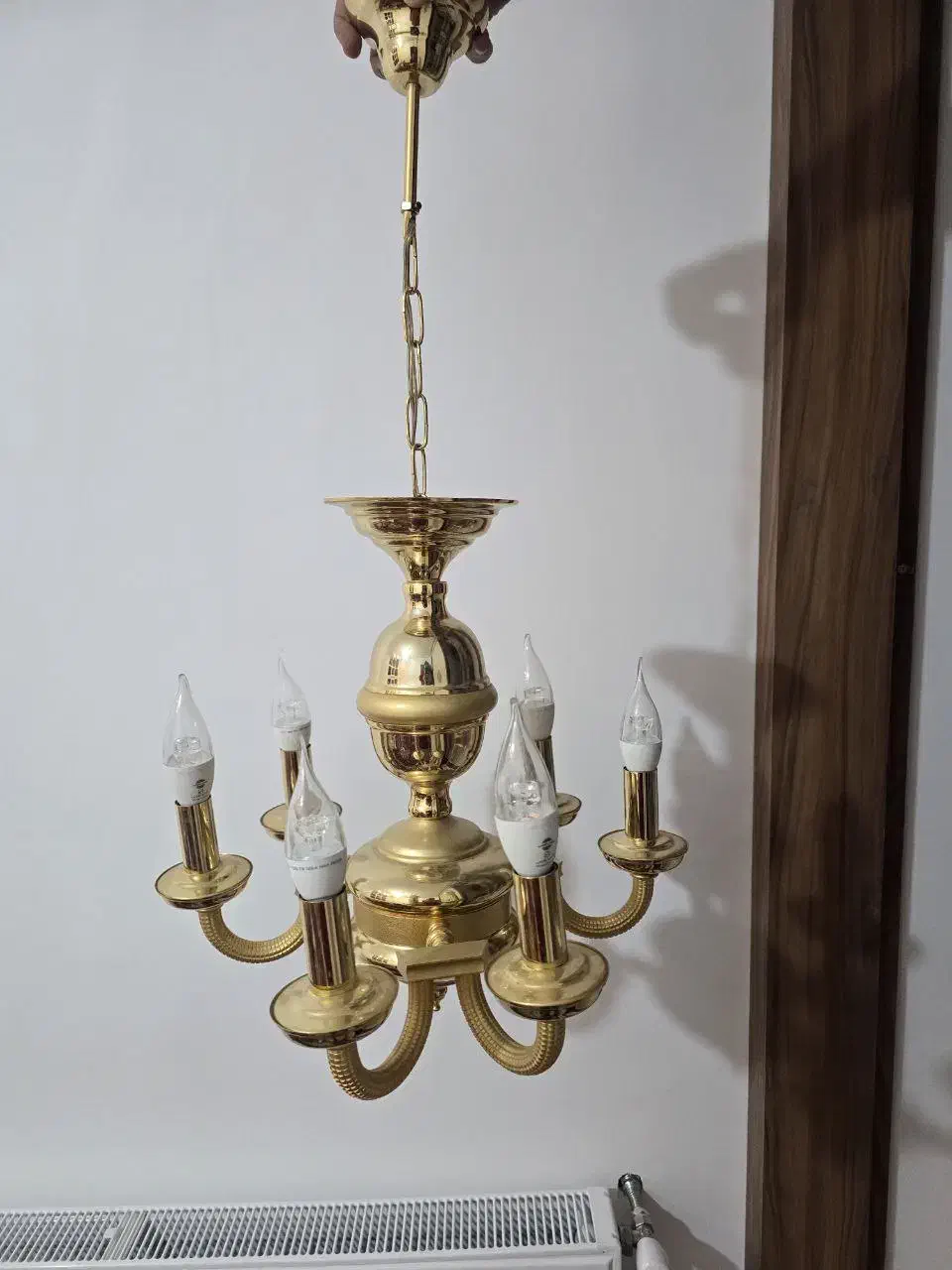 لوستر ۶ شاخه برنجی|لوستر و چراغ آویز|سمنان, |دیوار