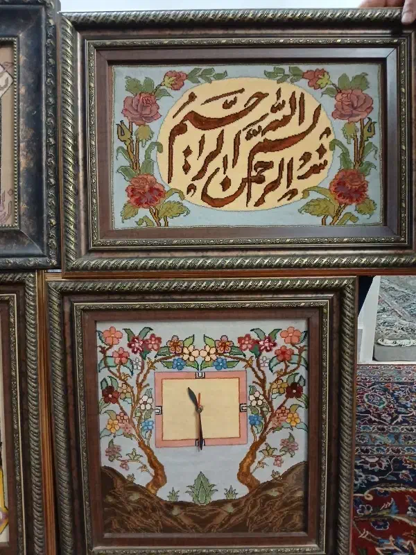 ۴عدد تابلوفرش دستبافت دست باف گل ابریشم با قاب نو|تابلو فرش|اندیشه, اندیشه فاز ۵|دیوار