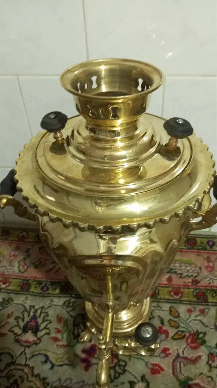 سماور زغالی برنجی ایرانی|کلکسیون اشیاء عتیقه|سهند, |دیوار