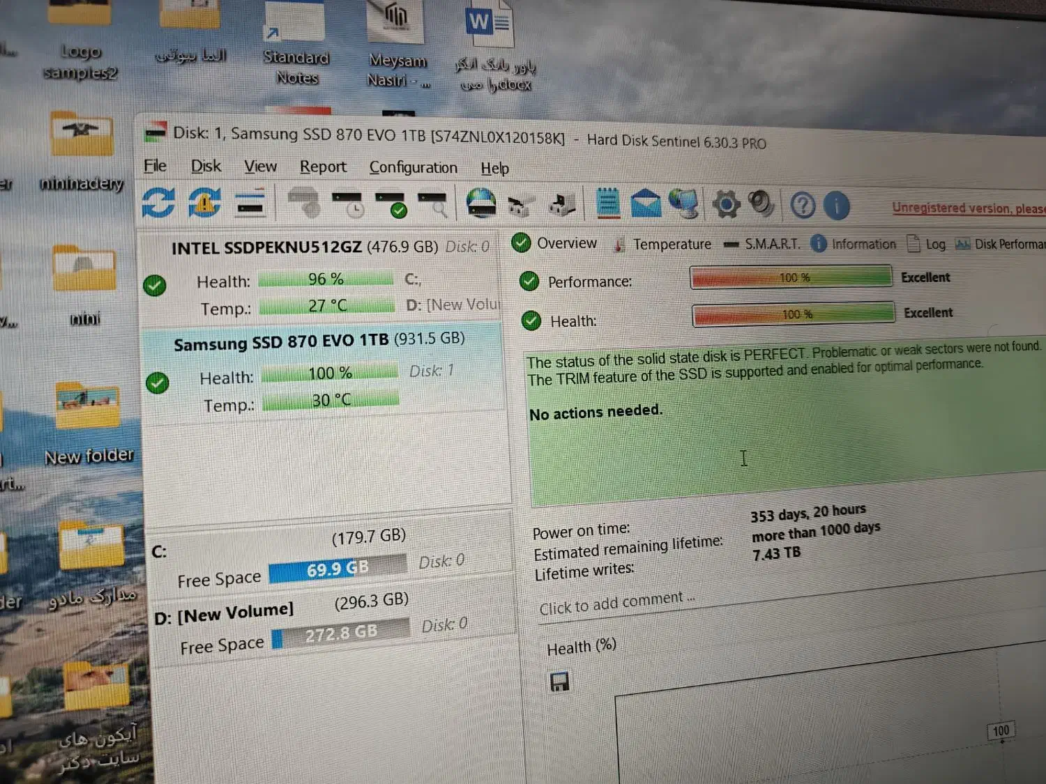 حافظه SSD 1TB و 500GB سامسونگ EVO870|قطعات و لوازم جانبی رایانه|تهران, ولنجک|دیوار