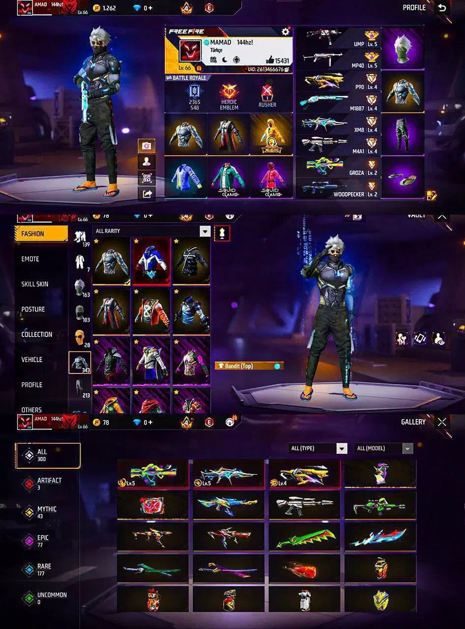 اکانت فری فایر فقط طاق|کنسول، بازی ویدئویی و آنلاین|اصفهان, باغ زرشک|دیوار