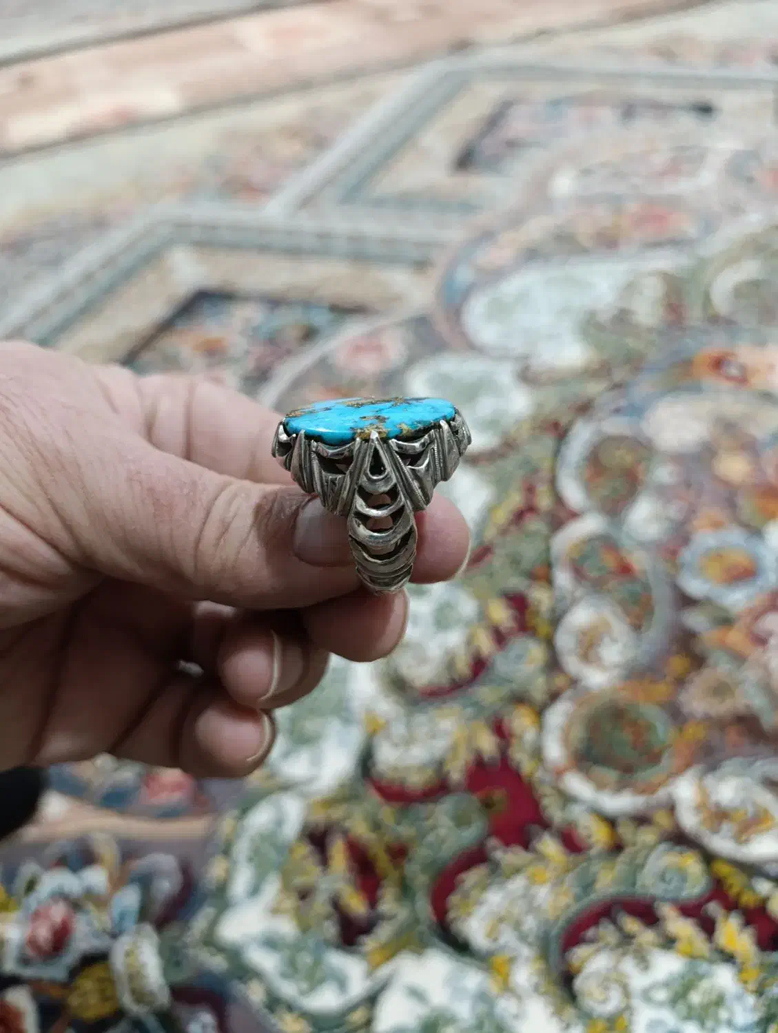 انگشتر نقره فیروزه نیشابور|جواهرات|خرم‌آباد, |دیوار