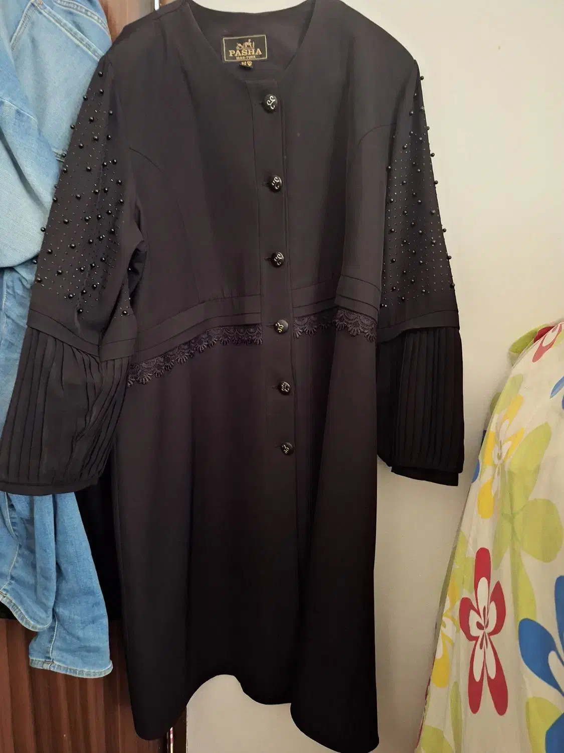 مانتو شیک مجلسی کریپ مشکی سایز بزرگ|لباس|مراغه, |دیوار