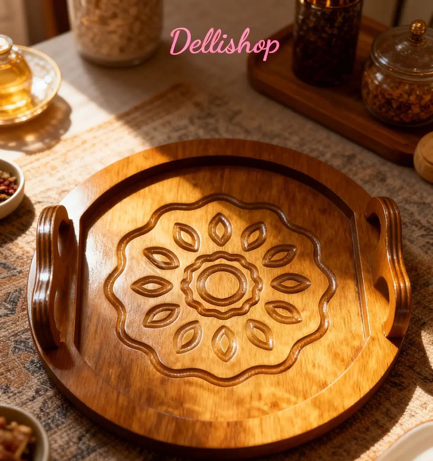 سینی پذیرایی چوبی کادویی روزمادر روز زن|ظروف سرو و پذیرایی|مشهد, خواجه ربیع|دیوار