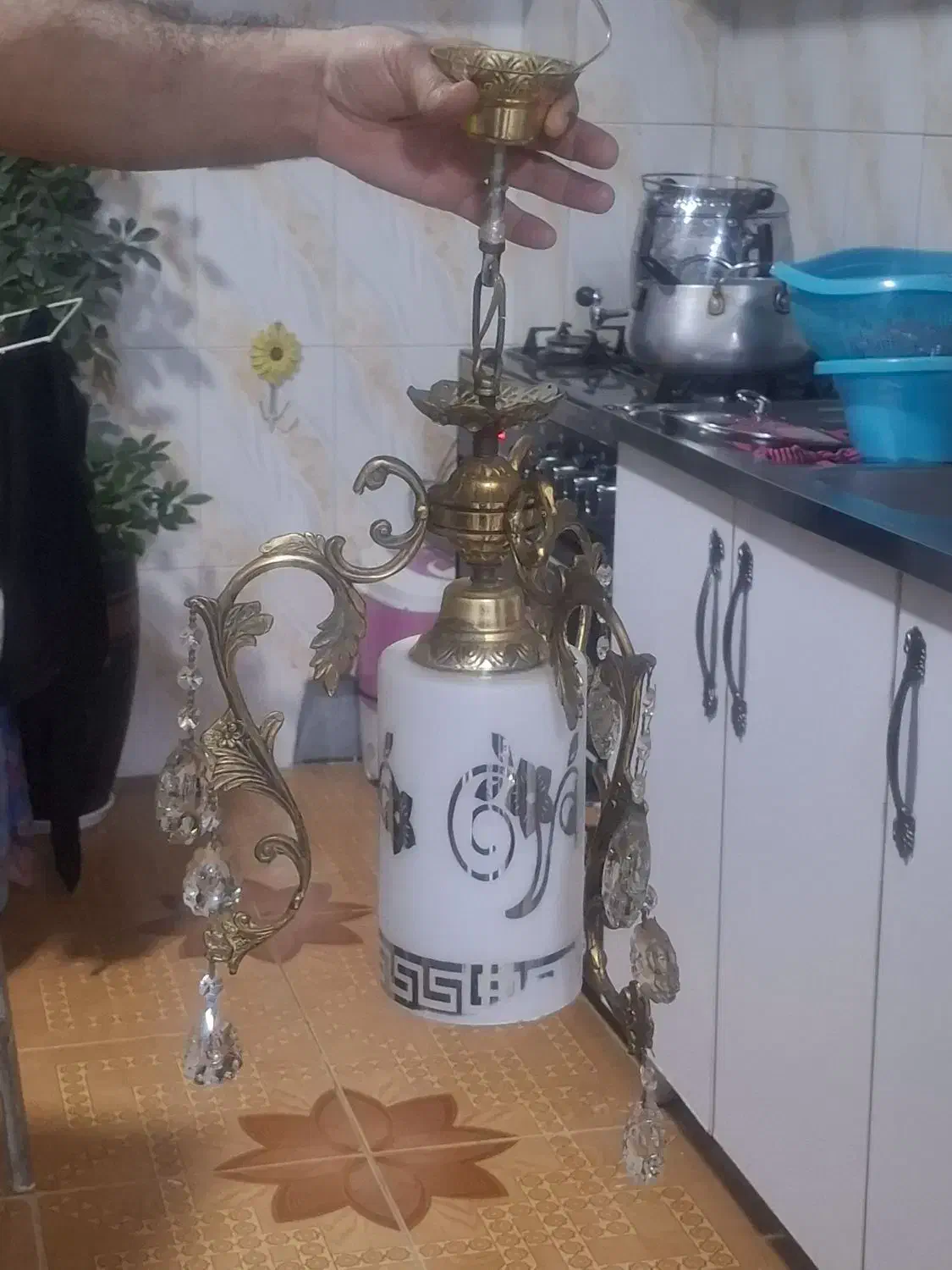 لوستر برنجی اشپزخانه|لوستر و چراغ آویز|قرچک, زیبا شهر|دیوار