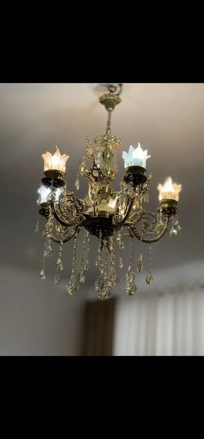 لوستر برنز ۵ شاخه|لوستر و چراغ آویز|قم, شاه ابراهیم|دیوار