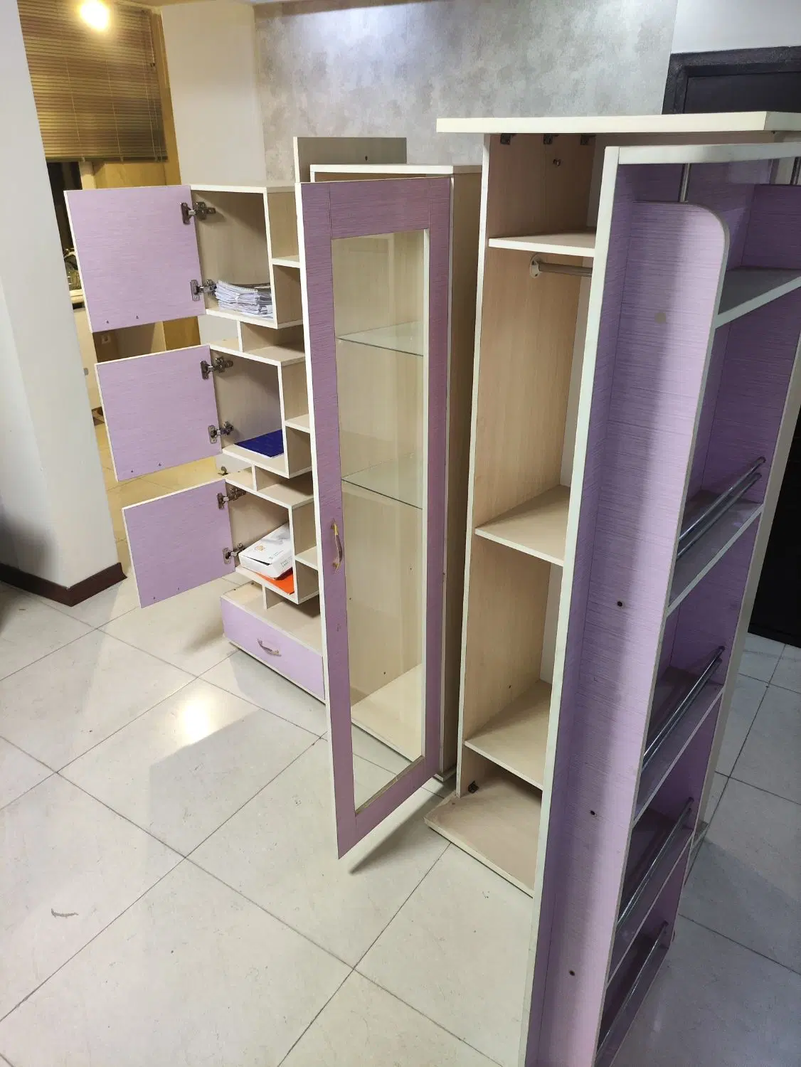 سرویس کمد و ویترین اتاق کودک و دفتری ۳ تکه MDF|کتابخانه، شلف، قفسه‌های دیواری|تهران, استخر|دیوار