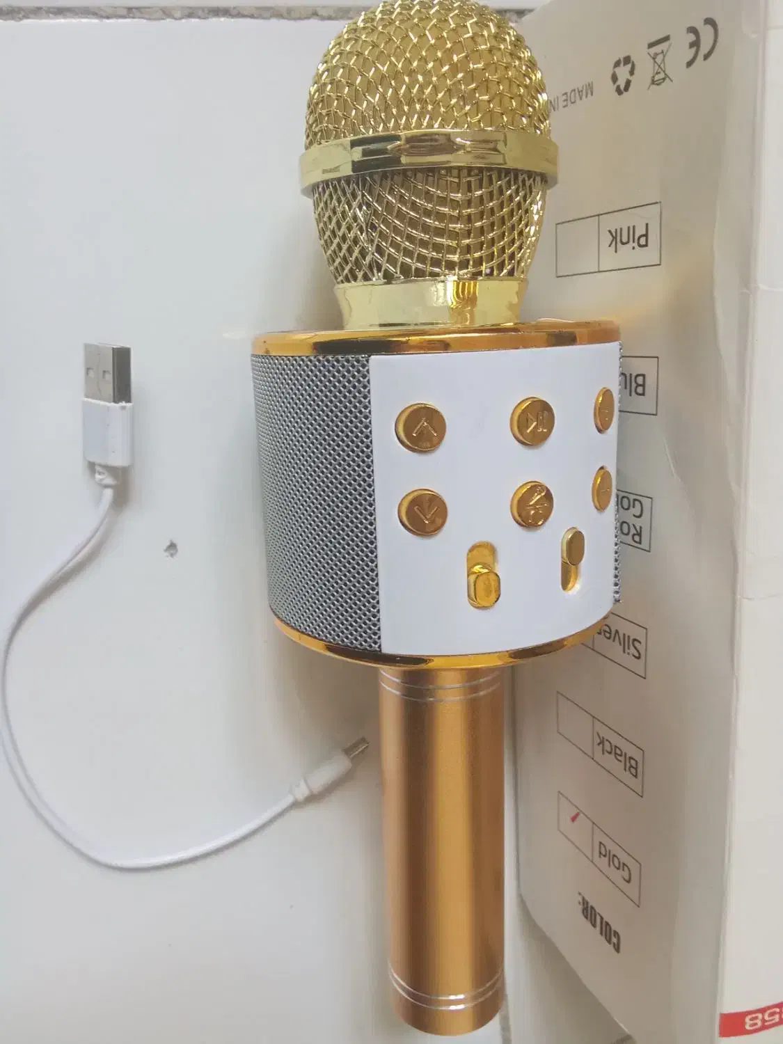 میکروفن میکروفون بلندگو طلایی شارژی باطری لیتیومی|صوتی و تصویری|تهران, صفا|دیوار