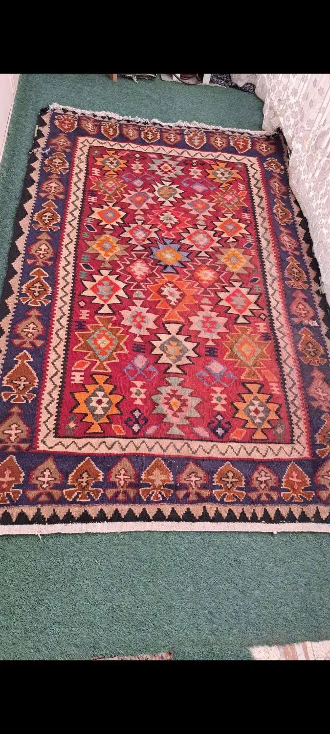 گلیم دستباف قدیمی|گلیم، جاجیم، گبه|قم, نیروگاه|دیوار