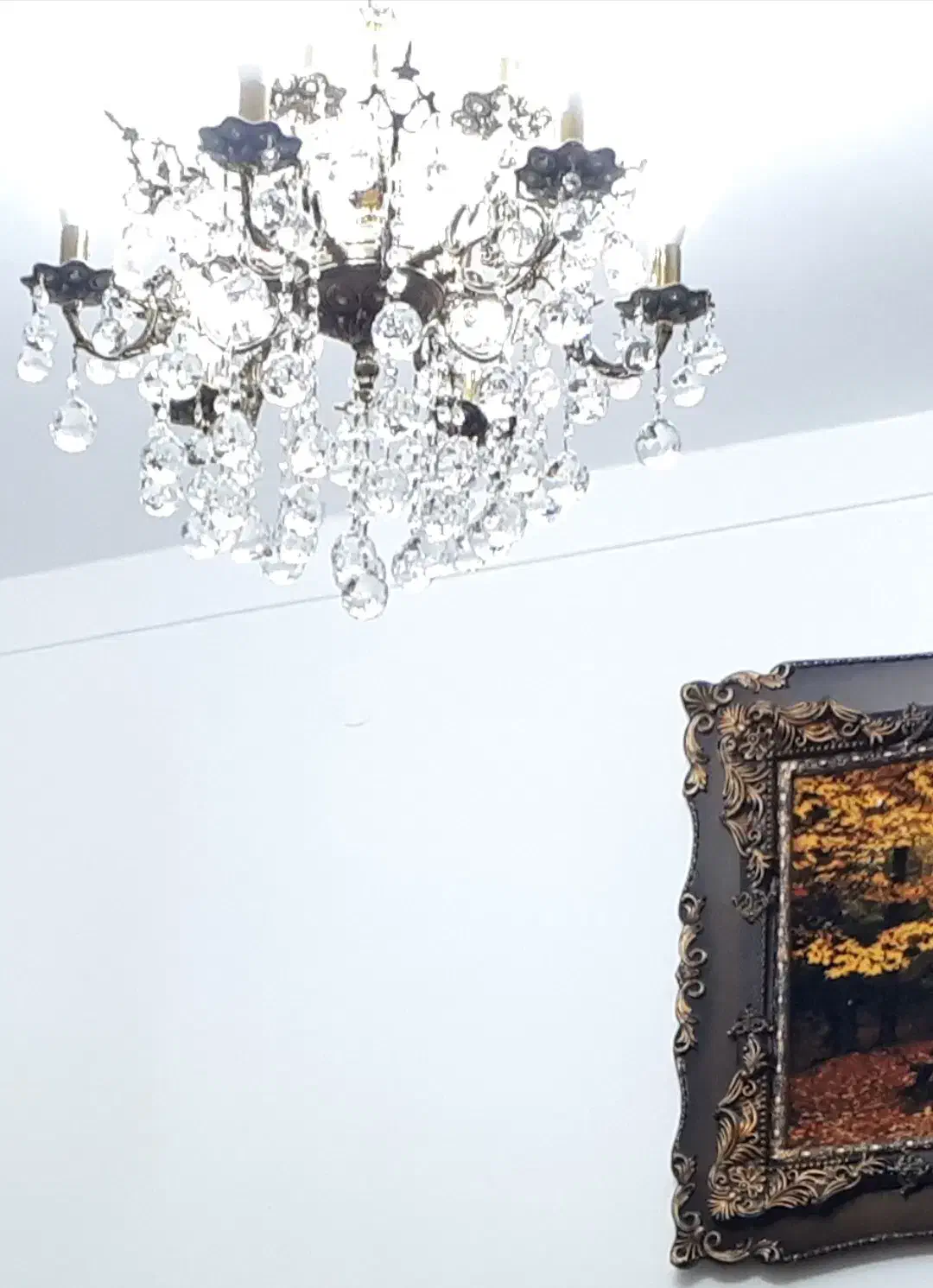 لوستر برنز اصل ۱۲ شاخه همراه ۱۲ لامپ شمعی|لوستر و چراغ آویز|سنقر, |دیوار