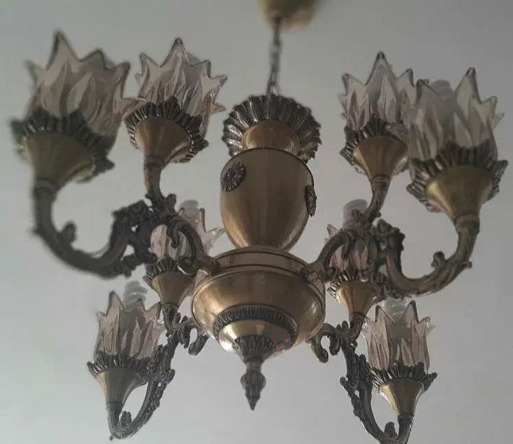 لوستر برنز و برنج اصل جفت ۸شعله،شامپاین طلایی|لوستر و چراغ آویز|زنجان, |دیوار