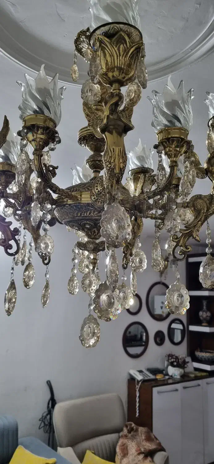 لوستر ۱۰ شاخه ی برنجی|لوستر و چراغ آویز|پاکدشت, پاکدشت (مامازند)|دیوار