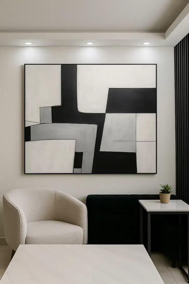 تابلو مینیمال سیاه و‌سفید، نقاشی دیواری مدرن|تابلو، نقاشی، عکس|تهران, مهران (سیدخندان)|دیوار