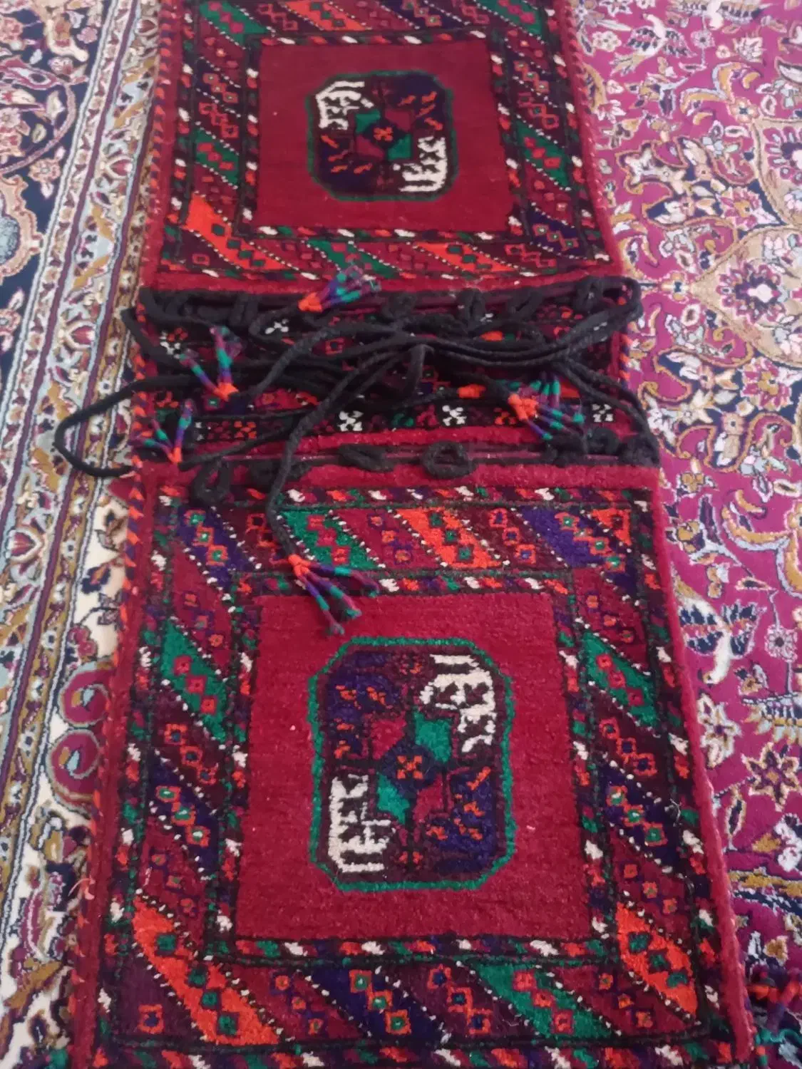 خورجین دستباف|گلیم، جاجیم، گبه|قوچان, |دیوار