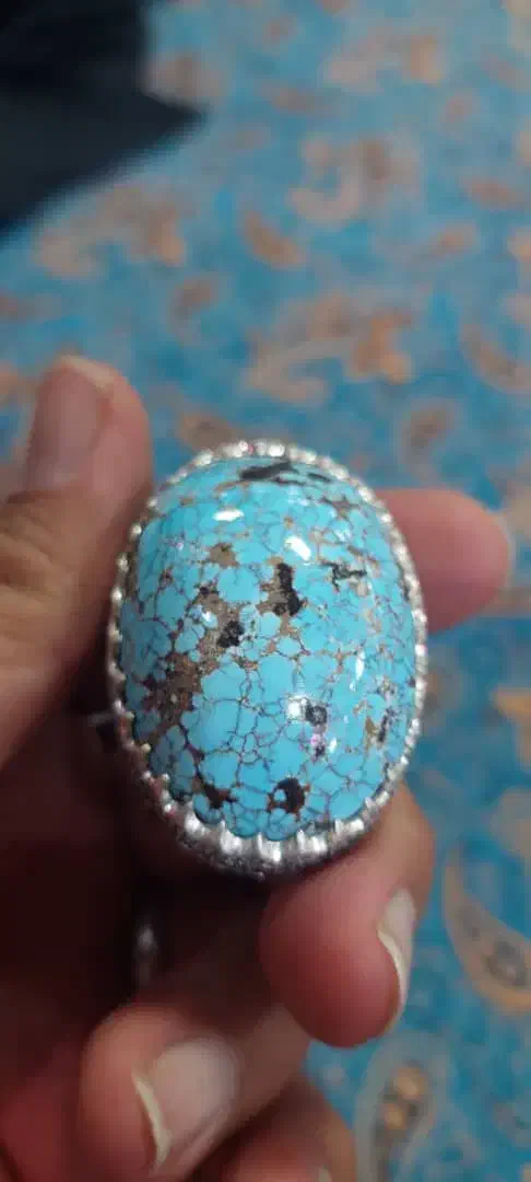 انگشتر فیروزه نیشابور غول پیکر مخراجکاری|جواهرات|میبد, |دیوار