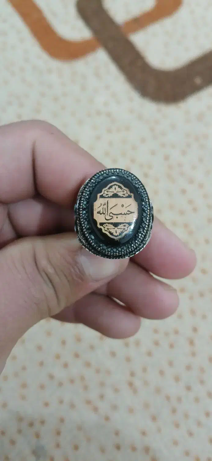 انگشتر ترک سلجوقی نقره 925 با سنگ عقیق سیاه مردونه|جواهرات|لار, |دیوار