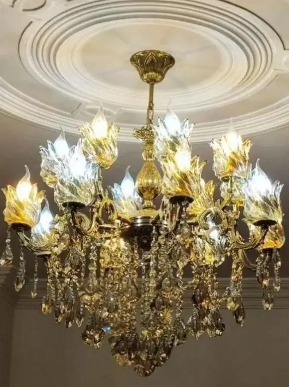 تولیدی لوستر رستمی .لوستر۱۲شاخه ۲۴ شعله برنز پرکار|لوستر و چراغ آویز|نظرآباد, نظرآباد|دیوار