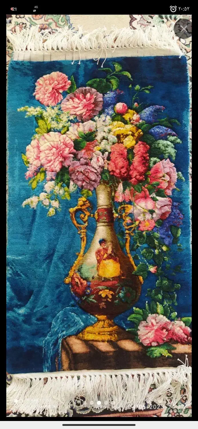 تابلو فرش دستبافت گلدان درباری|تابلو فرش|ورامین, ورامین|دیوار