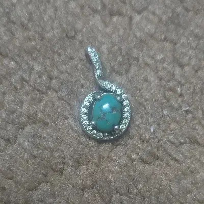 گردنی نقره با سنگ فیروزه|جواهرات|ری, علایین|دیوار