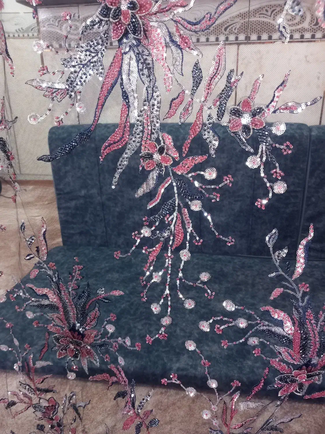 پارچه تور مجلسی سورمه ای|لباس|آبادان, |دیوار