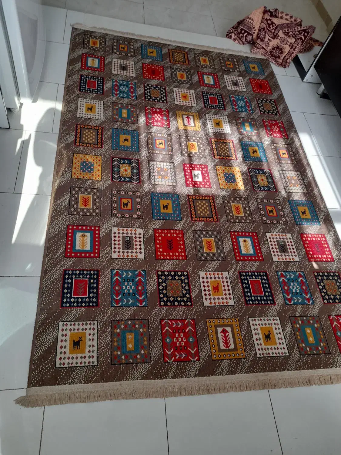 گلیم فرش به همراه دو عدد پادری|گلیم، جاجیم، گبه|کهریزک, |دیوار