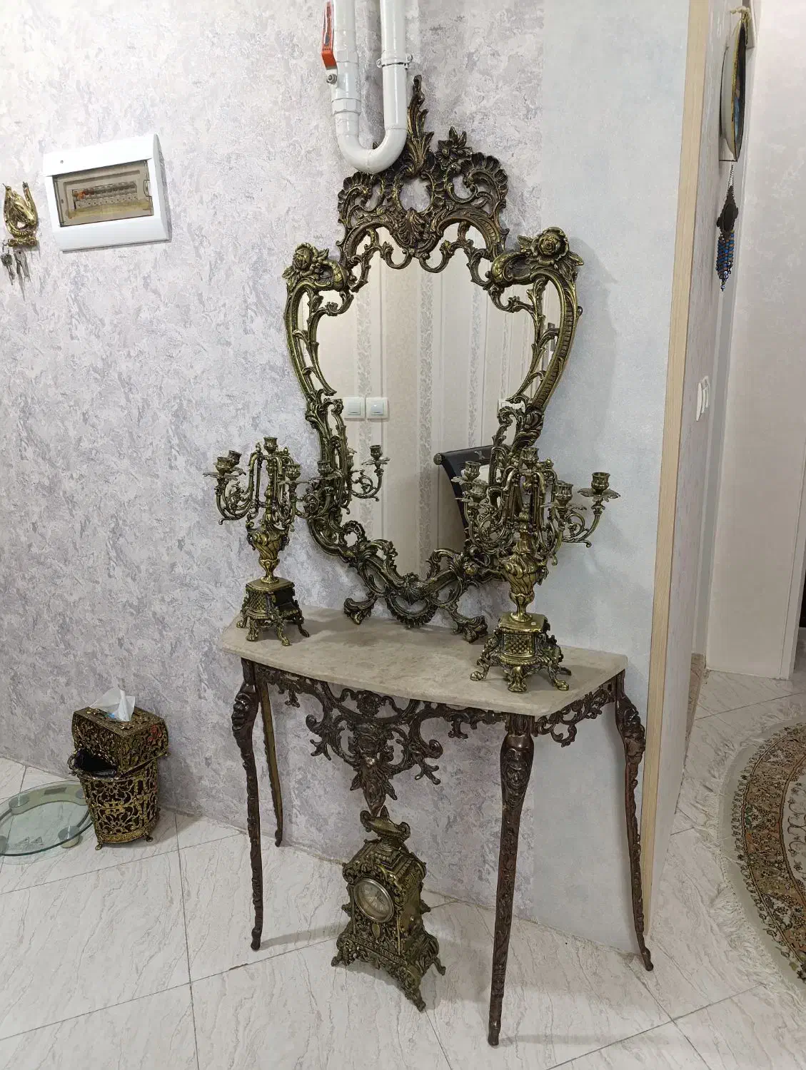 آینه و شمعدان برنز انتیک|آینه|همدان, |دیوار