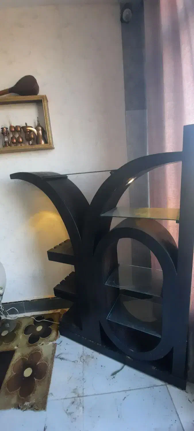 بوفه چوبی Loe چراغ ال  جای گلدون و اشیاه شراب خوری|بوفه، ویترین، کنسول|شوش, |دیوار